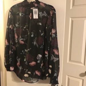 NWT Torrid 00 Chiffon Mock Neck Blouse